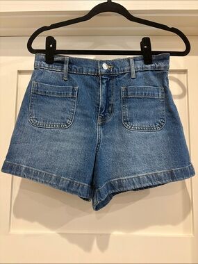 Classic High-Rise Blue Denim Shorts